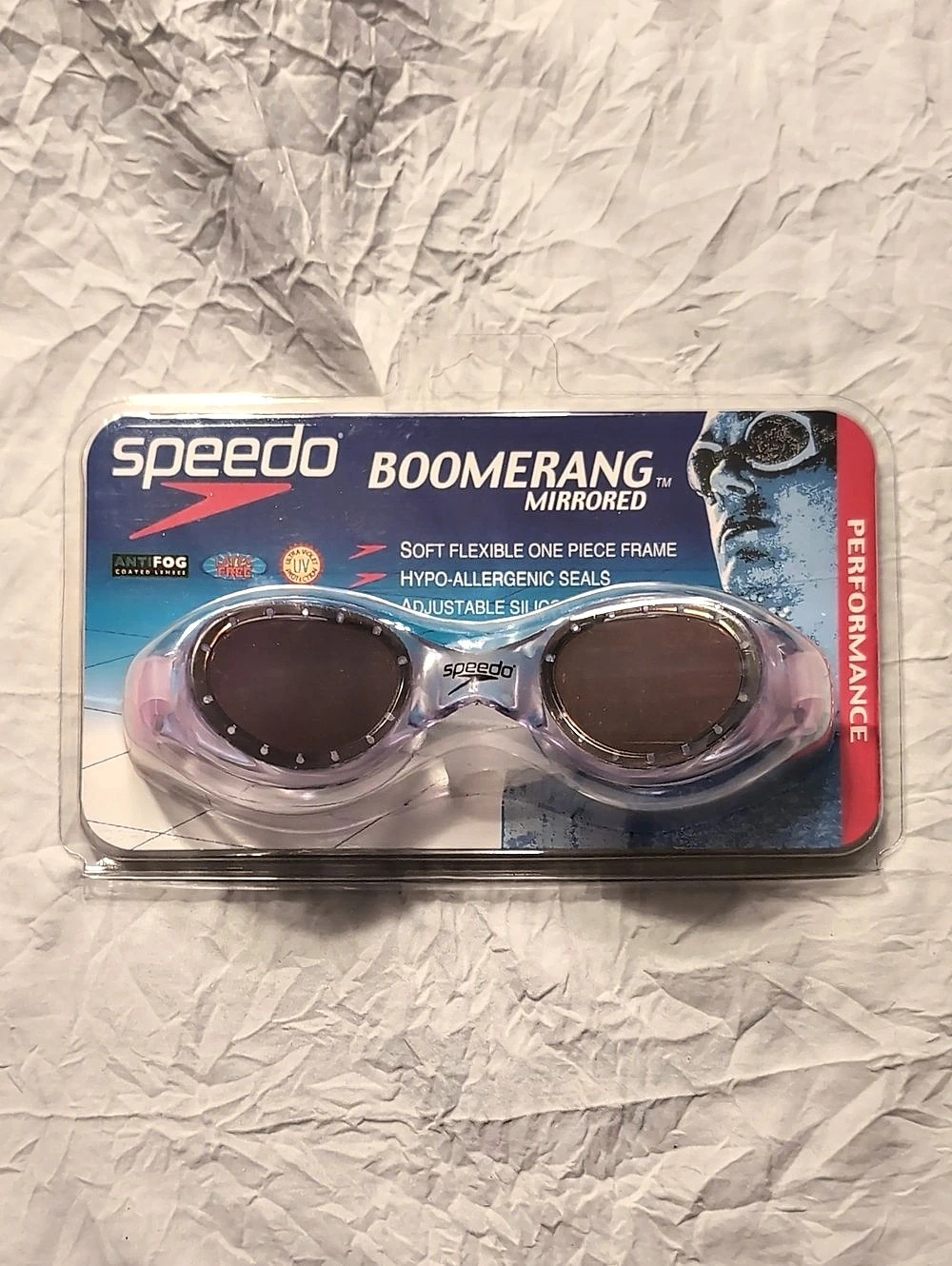 Speedo Boomerang Mirrored Swim Goggles Black & Clear NWT.  Unisex